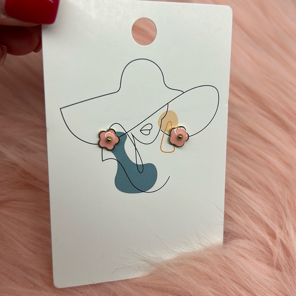 Pink flower earrings